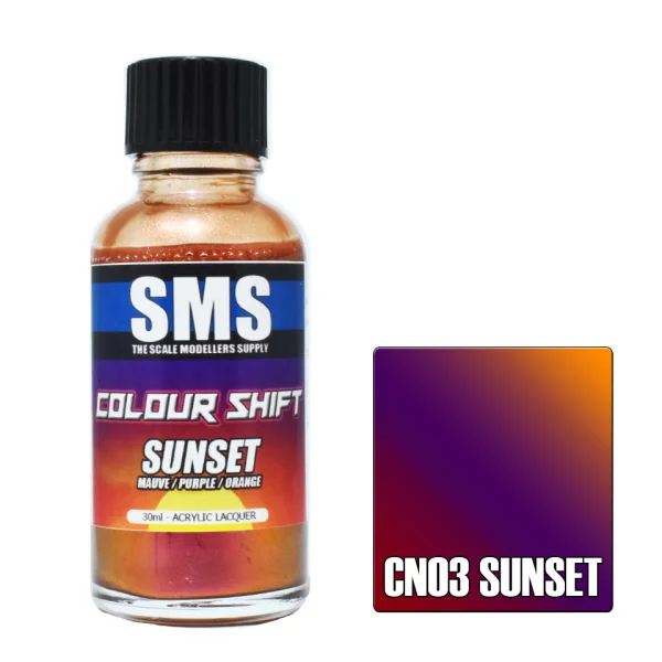 The Scale Modellers Supply (SMS) Colour Shift SUNSET (MAUVE / PURPLE / ORANGE) 30ml - Paints