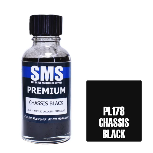 The Scale Modellers Supply (SMS) Premium CHASSIS BLACK (SEMI GLOSS BLACK) 30ml - Paints