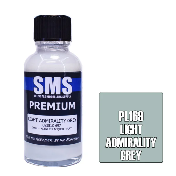 The Scale Modellers Supply (SMS) Premium LIGHT ADMIRALITY GREY BSC 697 30ml - Paints