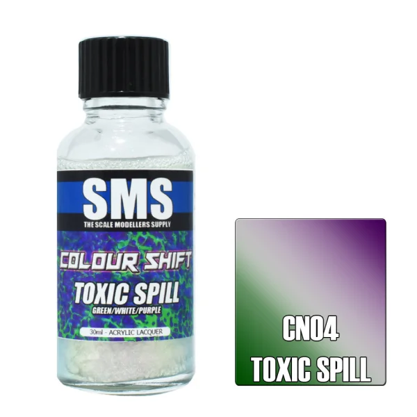 The Scale Modellers Supply (SMS) Colour Shift Chameleon TOXIC SPILL (GREEN/WHITE/PURPLE) 30ml - Paints