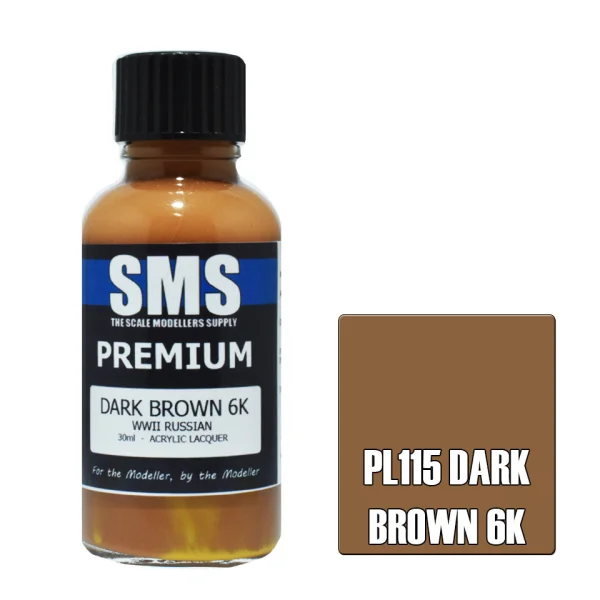 The Scale Modellers Supply (SMS) Premium DARK BROWN 6K 30ml - Paints
