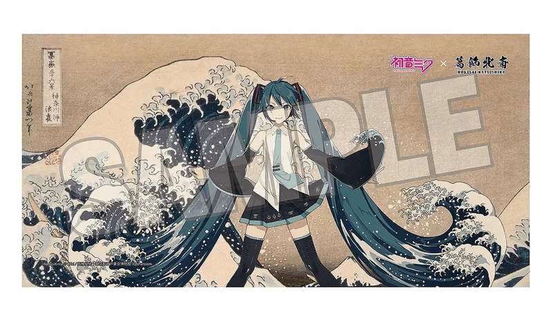 Hatsune Miku x Katsushika Hokusai iXima Bath Towel The Great Wave off Kanagawa