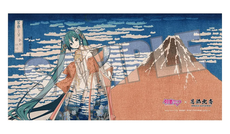 Hatsune Miku x Katsushika Hokusai iXima Bath Towel Fine Wind, Clear Morning