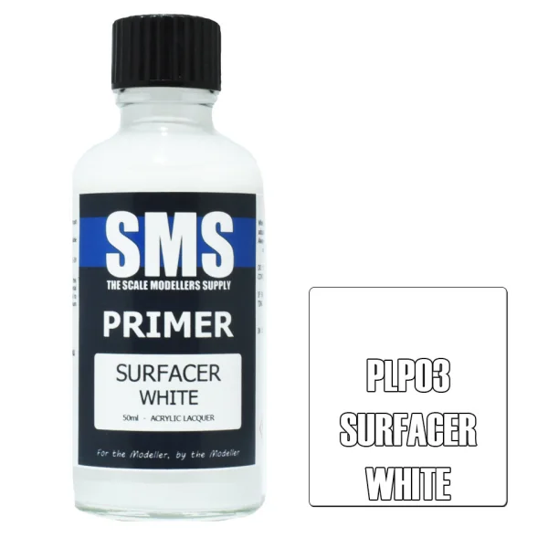 The Scale Modellers Supply (SMS) Primer SURFACER WHITE 50ml - Paints