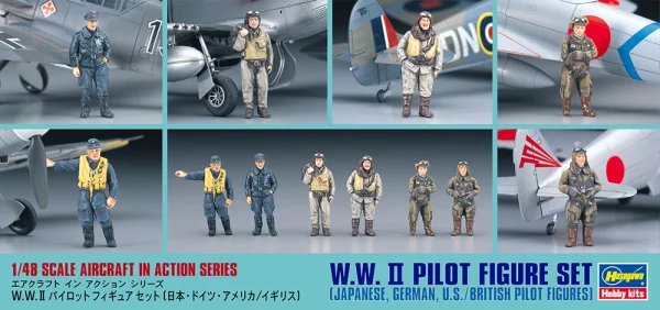 [X48-7] 1:48 W.W.II PILOT FIGURE SET (JAPANESE, GERMAN, U.S./BRITISH PILOT FIGURES)