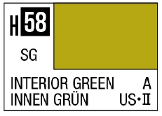 AQUEOUS HOBBY COLOR - H58 SEMI-GLOSS INTERIOR GREEN (USARMY/NAVYAIRCRAFT)