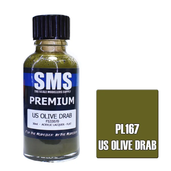 The Scale Modellers Supply (SMS) Premium US OLIVE DRAB FS33070 30ml - Paints