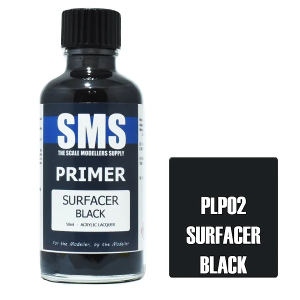 The Scale Modellers Supply (SMS) Primer SURFACER BLACK 50ml - Paints