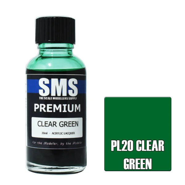 The Scale Modellers Supply (SMS) Premium CLEAR GREEN 30ml - Paints