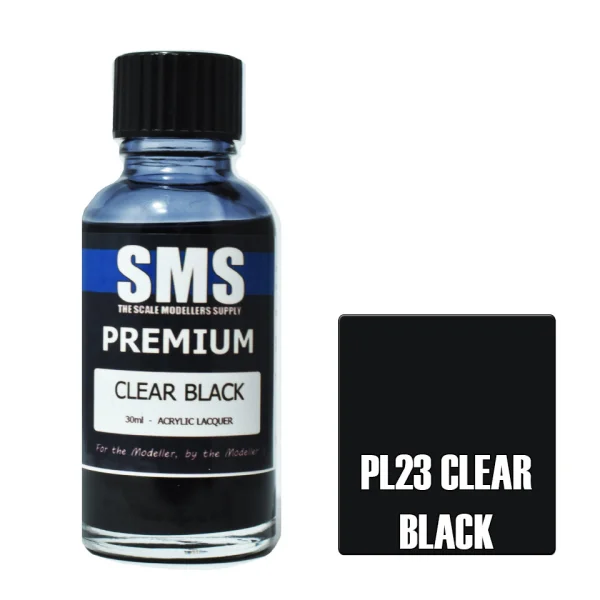 The Scale Modellers Supply (SMS) Premium CLEAR BLACK 30ml - Paints