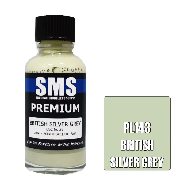 The Scale Modellers Supply (SMS) Premium BRITISH SILVER GREY BSC No.28 30ml - Paints