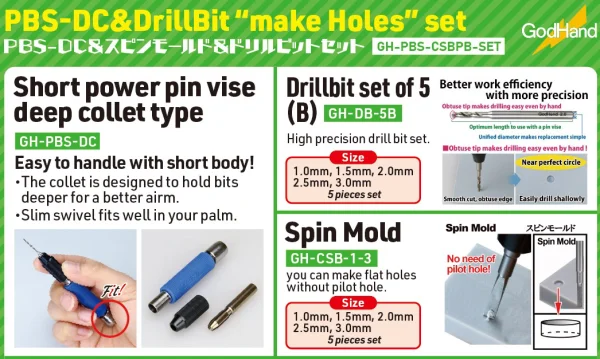 GodHand - PBS-DC & drill bit "make holes" set [LIMITED/SPECIAL PRICING]