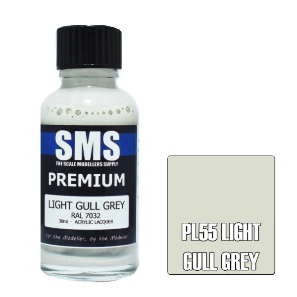 The Scale Modellers Supply (SMS) Premium LIGHT GULL GREY RAL7032 30ml - Paints