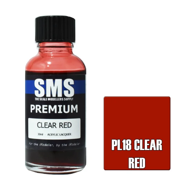 The Scale Modellers Supply (SMS) Premium CLEAR RED 30ml - Paints