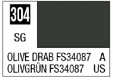 Mr. Color 304 - Olive Drab FS34087 (Semi-Gloss/Aircraft)