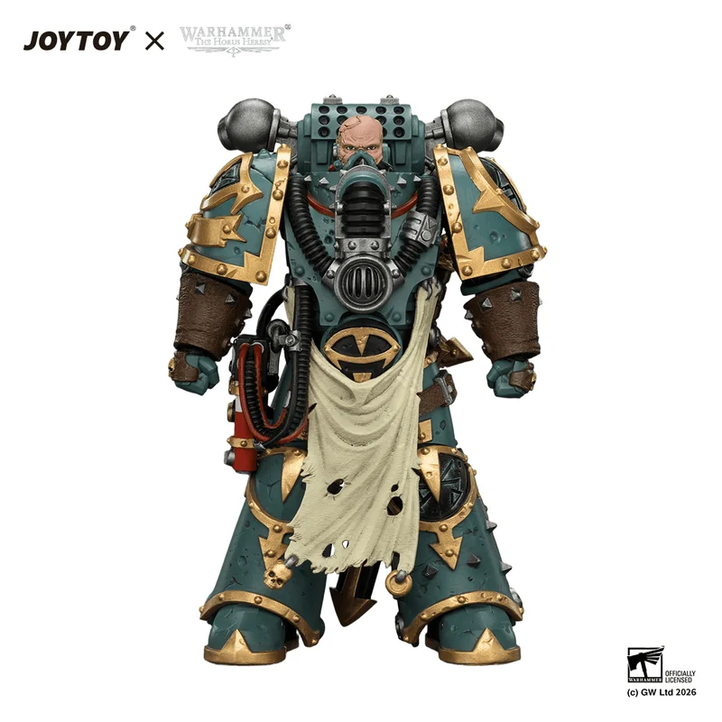 Sons of Horus Maloghurst the Twisted, the Warmaster's Equerry with Legion Standard and Banestrike Bolter