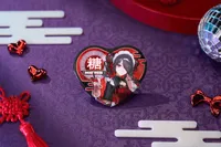 Needy Streamer Chinese Restaurant Series Heart-Shaped Pinback Button Ame